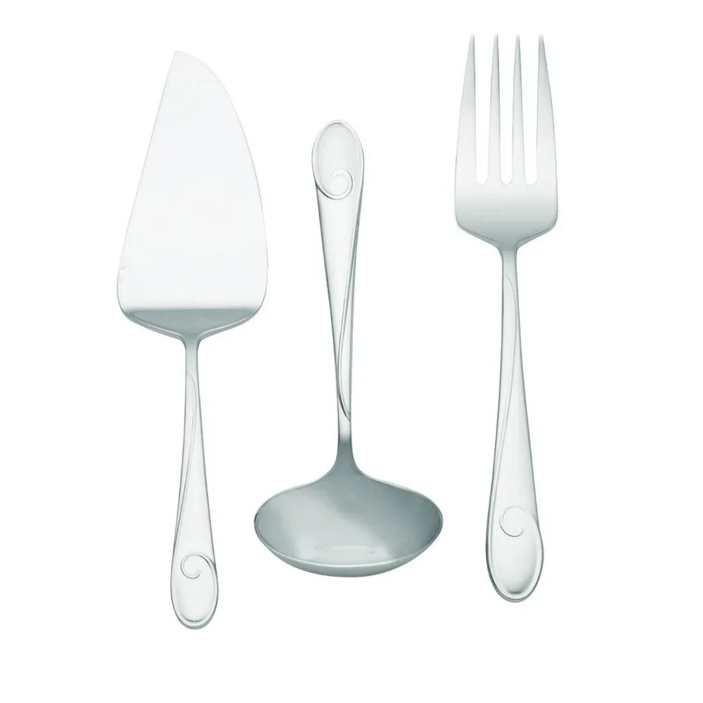 Waterford Ballet Ribbon Stainless Steel 3-Piece Serving Set, NEW